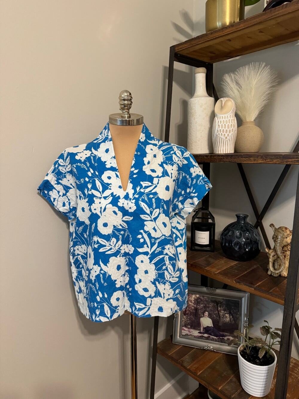 Brooke Wright Linen Cotton Blend Floral Top